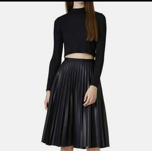 Topshop pleated pleather skirt